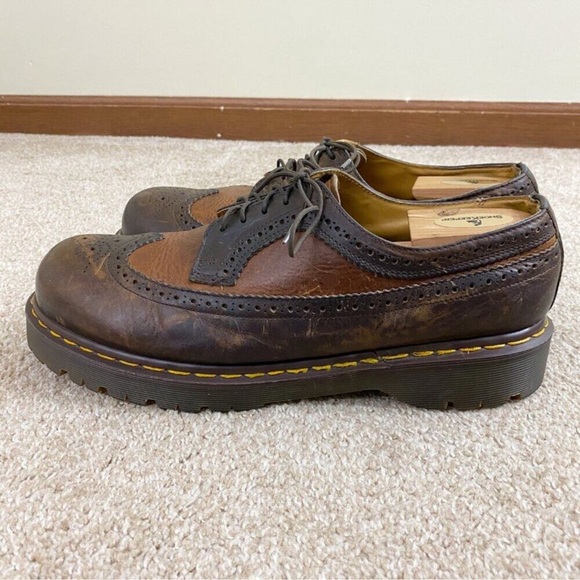 Vintage Dr. Martens Brown Leather Brogue Oxfords w Chunky Soles Lace Up Sz UK 12 - Picture 2 of 9